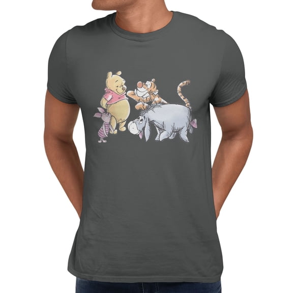 Disney Winnie The Pooh Awesome Friends Men's T Shirt (Charcoal, S-XXXL)