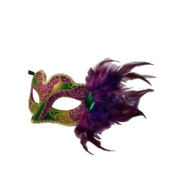 Download Purple Green Gold Child Small Teen Adult Venetian Feather Mask Walmart Com Walmart Com