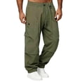 thumbnail image 3 of Afuyipoi Mens Cargo Pants Elastic Waist with Drawstring Windproof Outdoor Sports Jogger Trousers Army Green Size L, 3 of 9