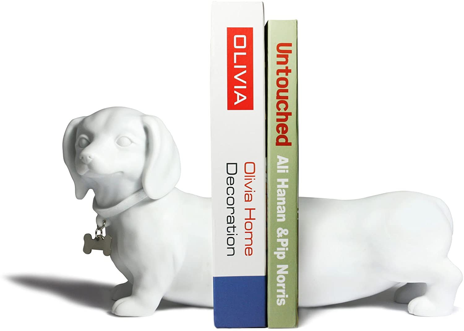 Set 2 Grey Dachshund Puppy Dog Bookends Animal Pet Dogs Book ends Office Shelf 