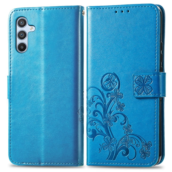 Allytech Galaxy A54 5G Wallet Case, Flower Embossed PU Leather Flip Stand Cards Holder Shockproof Magnetic Closure Wallet Case for Samsung Galaxy A54 5G 6.4" - Blue