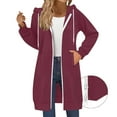 thumbnail image 4 of Karight Womens Long Zip Up Oversized Drawstring Hooded Hoodie Jacket with Pockets Fall Winter Fleece Coats Sweatshirt for Women, 4 of 8