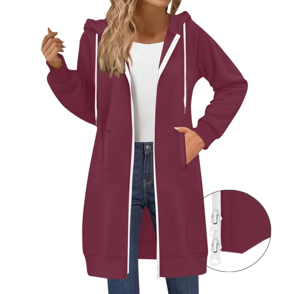 Plus Size Hoodies Womens Drawstring Two Way Zipper Sweatshirt Casual Lightweight Tunic Outfits with Deep Pockets Trendy Fall 2026