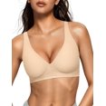 thumbnail image 1 of Bra OEAK Deep V para mujer, inalámbrico, cómodo soporte, color beige, talla M, 1 of 7