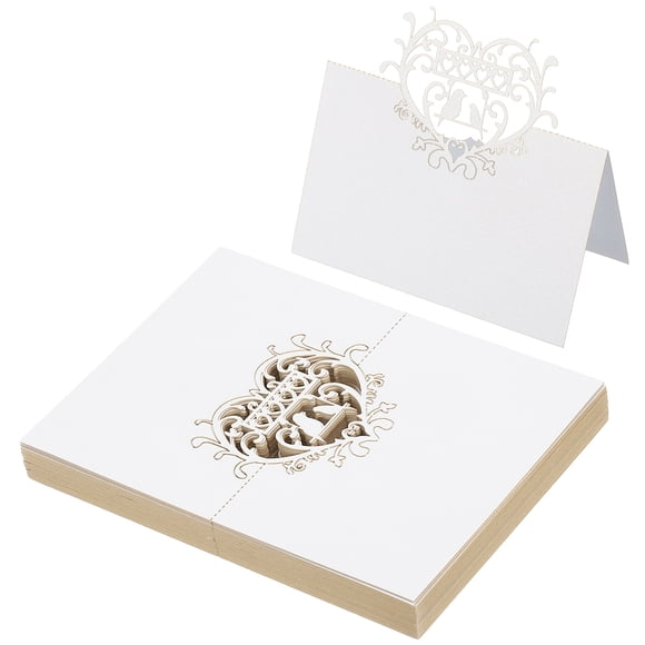 Uxcell 50Pcs Wedding Place Cards, Laser Cut Love Birds Table Place Cards Folded Tent Cards Name Card, White