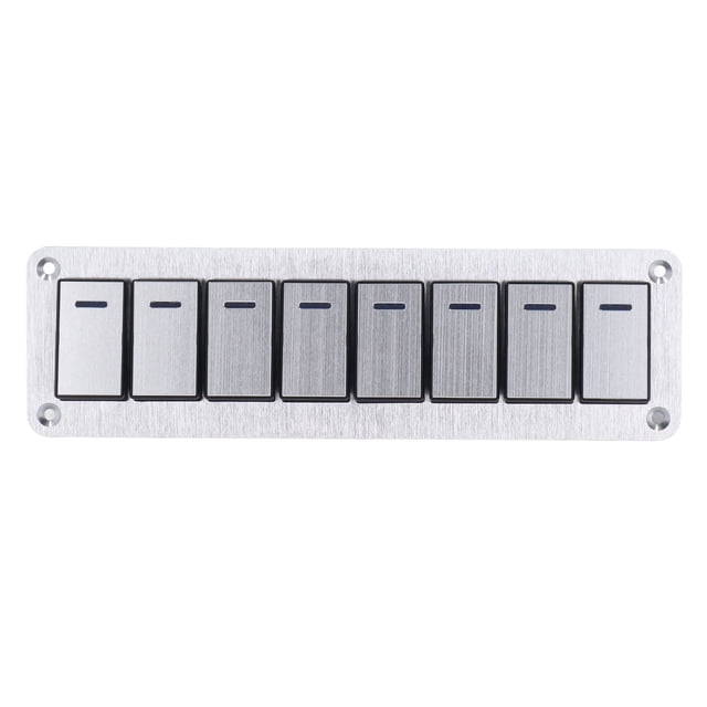 Aramox Toggle Switch Panel, Rocker Switch Panel 8 Gang 5 Pin LED Single Blue Light Indicate Toggle On Off Switch Panel 12-24V