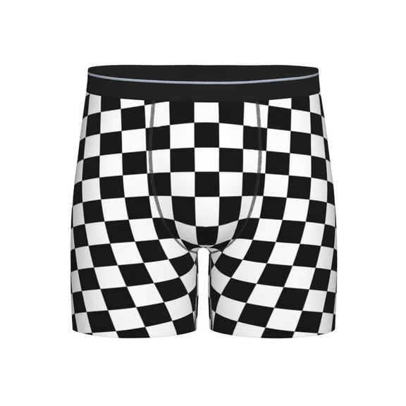 Men Checkerboard Black And White Boxer Briefs Moisture Wicking Funny Boxer Shorts