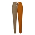 thumbnail image 6 of Hfyihgf Womens Color Block Y2k Baggy Sweatpants Drawstring High Waist Joggers Pants Trendy Relaxed Fit Trousers with Pockets(Brown,3XL), 6 of 8