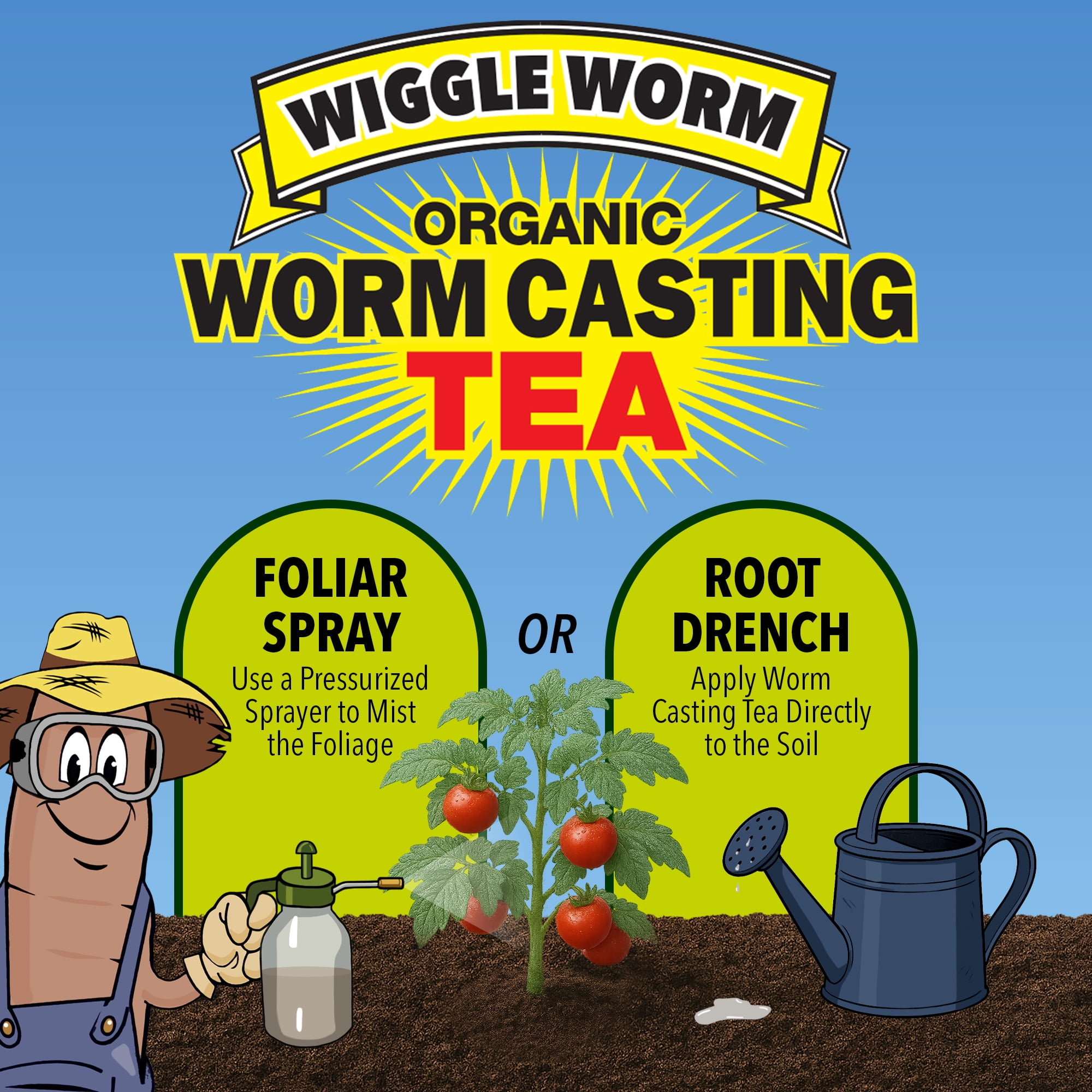 Wiggle Worm Pure Worm Castings Tea, 8oz - Organic Liquid Fertilizer and Soil Amendment Concentrate for Indoor and Outdoor Plants