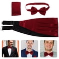 thumbnail image 2 of 1 Set Men Decorative Cummerbund Bow Tie Handkerchief for Parties Weddings Proms, 2 of 9