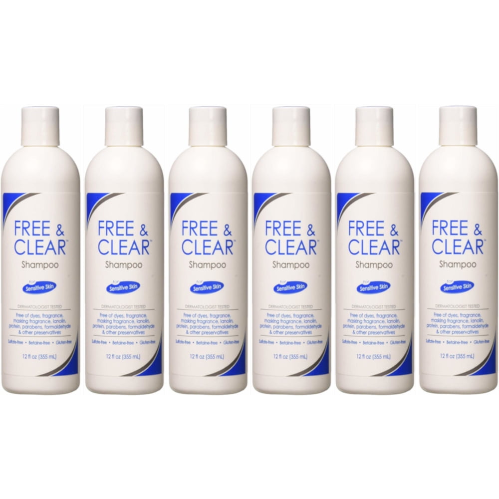 6 Pack Pharmaceutical Specialties Free and Clear Shampoo 12 oz. Each