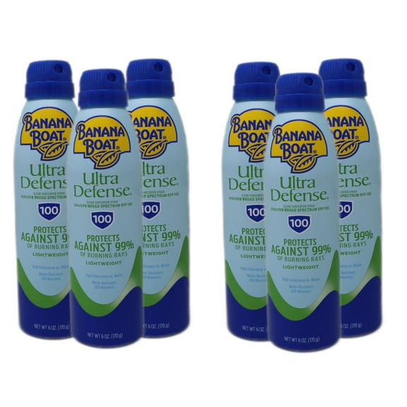 6 Pack - Banana Boat Ultra Defense SPF 100 Sunscreen Spray, Clear Spray Sunscreen, Adult Sunblock, 6 oz