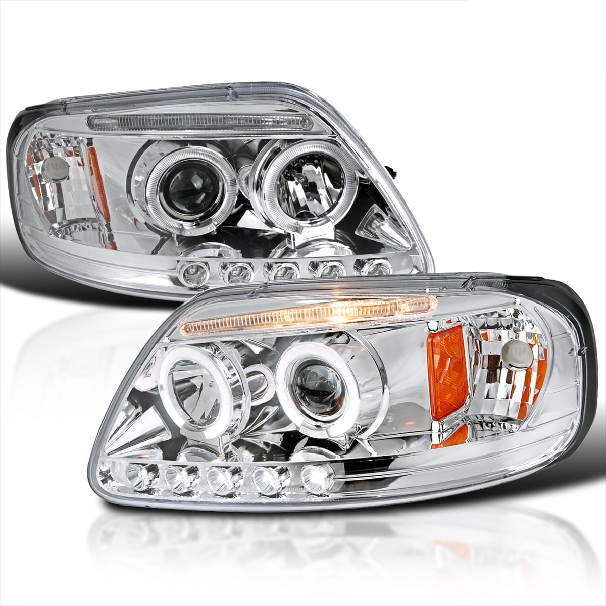 Spec-D Tuning Chrome Housing Clear Lens Tail Lights for 1997-2003 Ford F150 Taillights Assembly Left Right Pair 