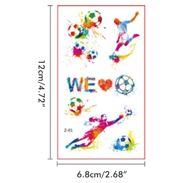 Juego de tatuajes temporales de fútbol para niños, pegatina de tatuaje impermeable, suministros de decoración para fiestas de fútbol, 10 Uds.