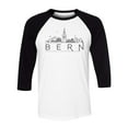 thumbnail image 1 of Skyline Bern Switzerland Three-Quarter Raglan Sleeve Baseball Shirt Unisex Small White/Black, 1 of 5