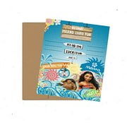 Aloha! Luau Themed Party Supply Invitations - Featuring Moana and Friends