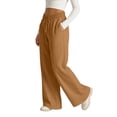 thumbnail image 7 of cocolona Linen Pants Women Summer High-waisted Wide Leg Beach Pants Trendy Casual Baggy Drawstring Trousers with Pockets, 7 of 7