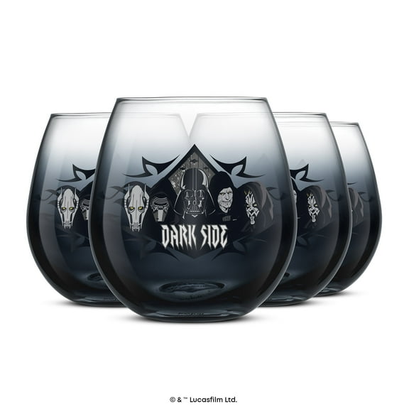JoyJolt Star Wars Dark Side Stemless Drinking Glasses - 15 oz - Set of 4