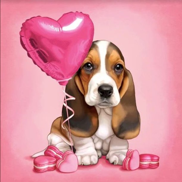 (LP939) Resina Diamante La Serie Love Puppy Animal 30*30CM