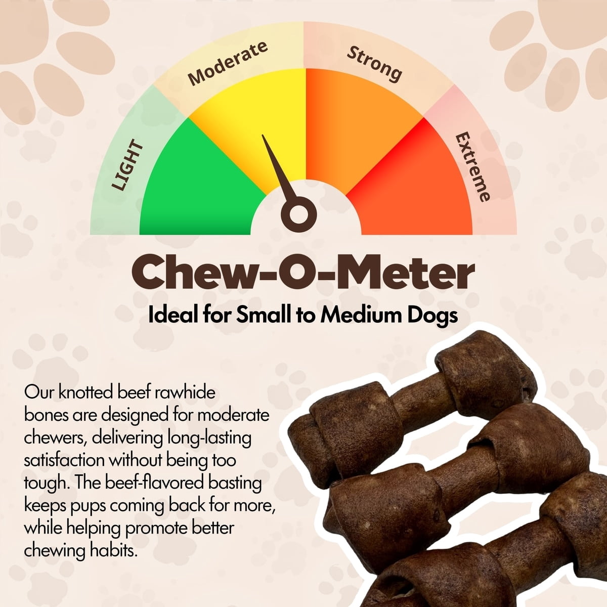 Knotted 4 to 5-in Beef Flavor Rawhide Bone Dog Treats, 30 CT