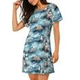 thumbnail image 2 of Easygdp Sea Marine And Lighthouse Camisón de manga corta para mujer, informal, estampado, 2 of 6