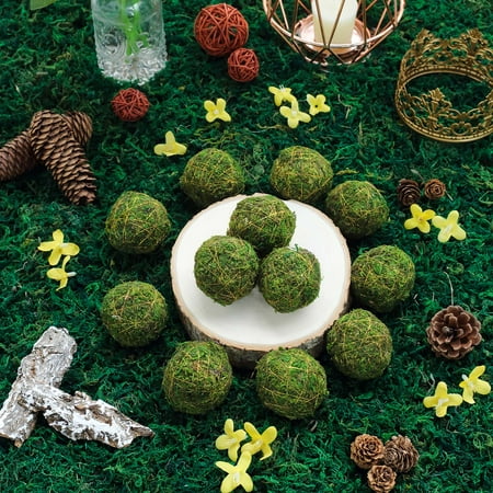 Balsacircle 12 Pcs 2 Inch Green Natural Moss Balls With Gold