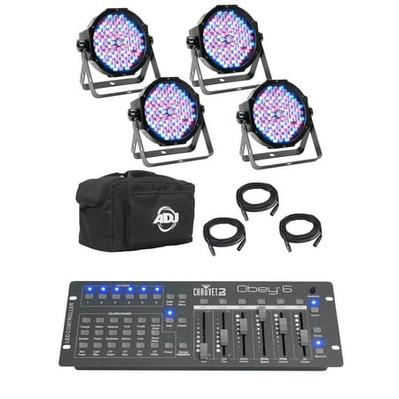American DJ Mega Flat Pak Plus with UV LED Set + Chauvet Obey 6 DMX (Best Dmx Lighting Controller)