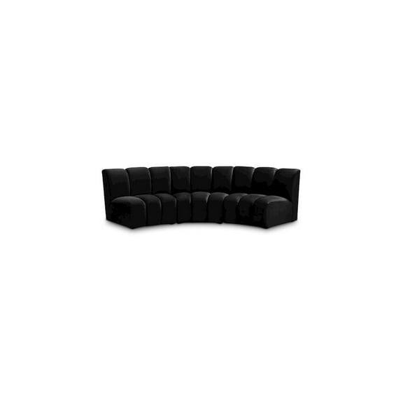 Meridian Furniture Infinity Black Velvet 3pc. Modular Sectional