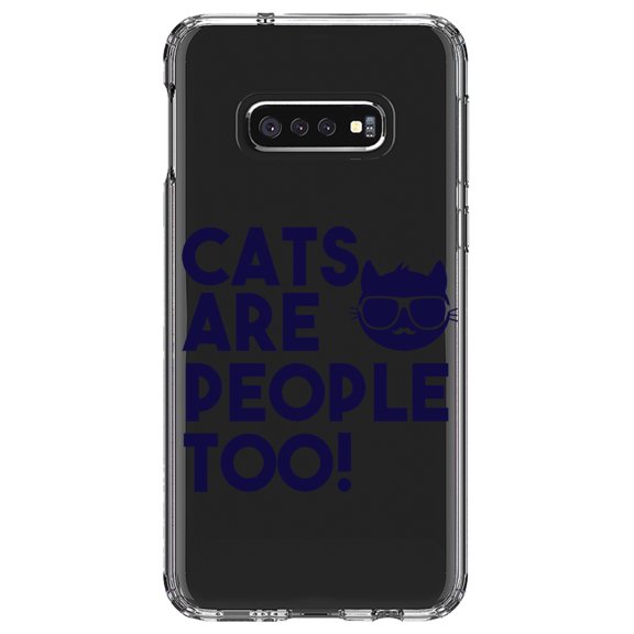 DistinctInk Clear Shockproof Hybrid Case for Samsung Galaxy S10e (5.8" Screen) - TPU Bumper Acrylic Back Tempered Glass Screen Protector - Cats Are People Too