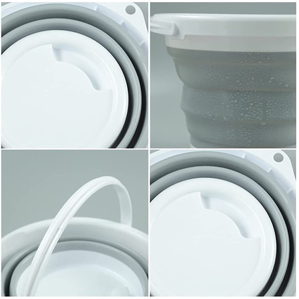 Cubo plegable con mango, cubo portátil, cubo multiusos para acampar en la playa Likrtyny Libre de BPA