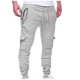 thumbnail image 1 of Pantalones largos para hombre con cordón, cintura elástica, múltiples bolsillos, pantalones casuales para hombre, 1 of 5