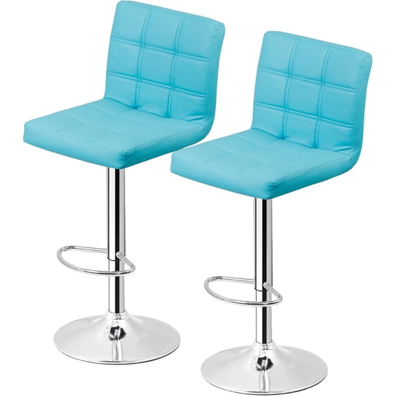 Counter Height Bar Stools Set of 2 Adjustable Swivel Bar Stool PU Leather Bar Chairs for Kitchen Stool Hydraulic Dining Room Chairs (Blue)