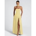 thumbnail image 4 of Strapless Halter Drop Waist Bridesmaid Dresses for Women with Scarf Split Formal Evening Light Yellow L, 4 of 7