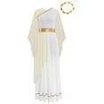 thumbnail image 3 of Sxiwei Womens Greek Toga Costume Grecian Toga Dress Roman Empress Costume Ancient Rome Dress Champagne XXL, 3 of 7
