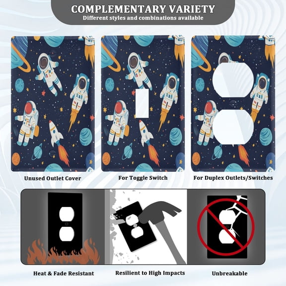 New Flame-Retardant Switch Plate Cover，DIY Wall Plate Decor with Screws，Many Astronauts