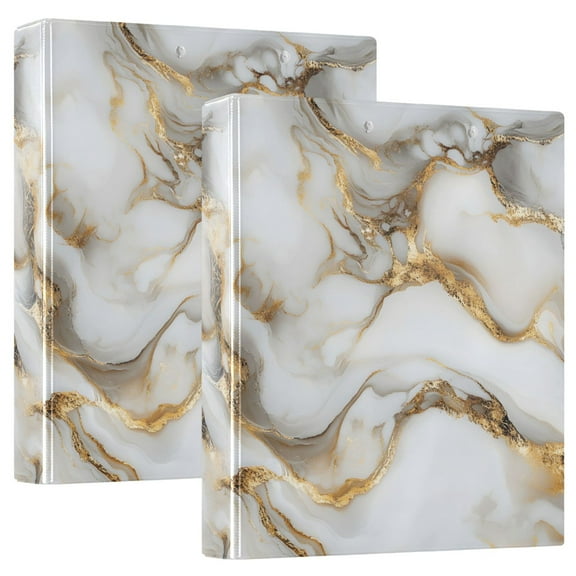 joogoo White Marble Hardcover 3 Ring Binder 1.5" Round Rings Interior Pockets Binders Organizer 2 Pack