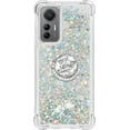 thumbnail image 2 of Glitter Clear Sparkly Bling Case for Xiaomi 12 Lite, Rugged Shockproof Flowing Liquid Floating Cover for Women with Ring Holder Phone Case for Xiaomi 12 Lite  Silver, 2 of 14