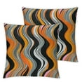thumbnail image 2 of Acheng  Orange Grey Black Stripes Reversible Throw Pillow Covers Geometric Pillow Covers Home Decor for Geometry Square Cushion Covers Set of 2 Modern Striped Art Abstract Art White, 2 of 6