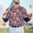 thumbnail image 5 of Lsque Skull Blue Flower Pattern Mens Polo Golf Shirts Funny Graphics Shorts Sleeve Button Shirts Baseball T-shirt-Medium, 5 of 7