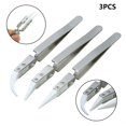 thumbnail image 1 of 3pcs Non Conductive Ceramic Tweezers Anti-Static Reverse Tweezers Heat Resistant, 1 of 10