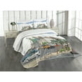 thumbnail image 3 of Ambesonne USA Quilted Bedspread Set 3 Pcs, Las Vegas Street Sketchy, Queen Size, Multicolor, 3 of 5