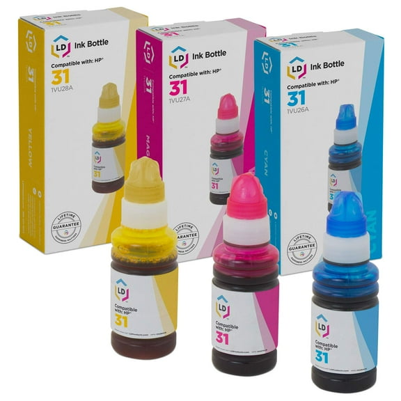 LD Products Compatible Ink Bottle Replacements for HP 31 (Cyan, Magenta, Yellow, 3-Pack)