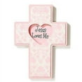 thumbnail image 2 of Loves Me Heart Damask Soft Pink 6 x 8 Wood Decorative Hanging Wall Cross Sign Plaque, 2 of 2