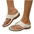thumbnail image 4 of Womens Wedge Sandals,Women's Sandals,Wide Sandals for Women,Womans Sandals,Comfortable Sandals for Women,Women's Solid Color Set Flat Bottom Casual Beach Shoes Sandals Women's Shoes,Beige,6, 4 of 6