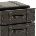 thumbnail image 5 of DecMode 16" x 28" Black Faux Leather Vintage 4 Drawer Chest with Buckle Straps and Gold Stud Details, 1-Piece, 5 of 12