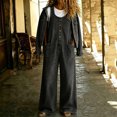 thumbnail image 5 of Zormilly Denim Overalls for Women Button Front Wide Leg Jeans Jumpsuits with Pockets Fashion Baggy Jeans Bib Overalls, S-3XL, 5 of 6