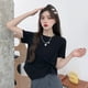thumbnail image 5 of Camiseta de manga corta irregular para mujer, diseño de verano, Sense Niche, camiseta corta de cintura alta y media manga, 5 of 6