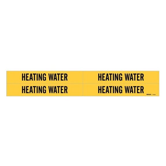 Brady Pipe Mrkr,Heatng Wtr,1 1/8in H,7in W 7128-4