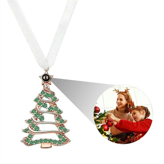 Personalized Christmas Tree Ornament, 2025 New Custom Memorial Ornaments with Picture Inside, Xmas Tree Hanging Custom Pendant Projection Gifts Hanging for Keepsake Decoration Family, FJUS