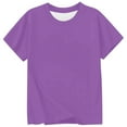 thumbnail image 4 of XAOFW Kid T-Shirts Fashionable Short Sleeve Girls O-Neck Letter Lightweight Solid Color Loose Purple Holiday Vacation Beach Tops, 4 of 4